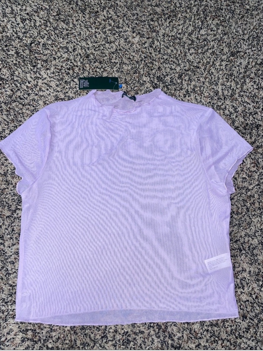 Wild Fable Sheer Lettuce Trim Lavender Crop Top Size M NWT